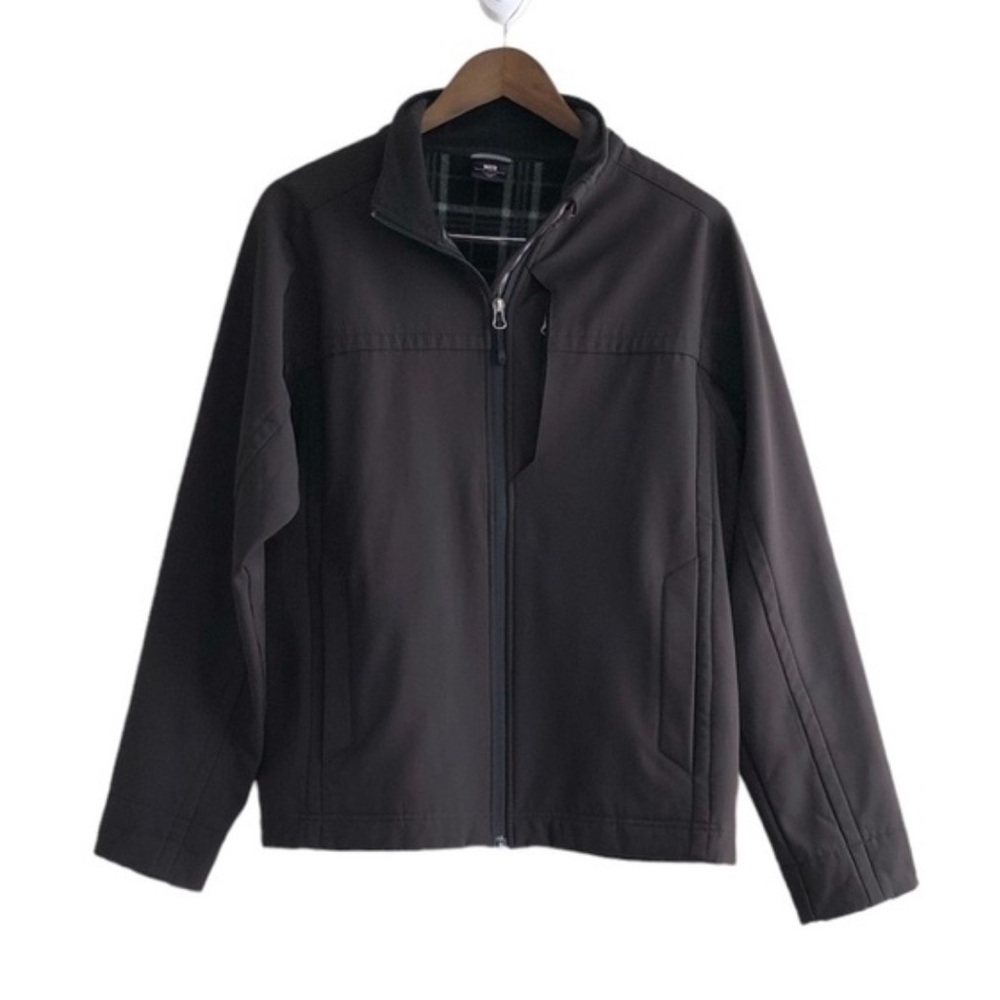 Blue Harbor Soft Shell Fall Long Sleeve Zippered Zip Up Jacket Coat Brown